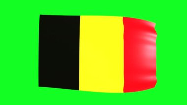 Waving flag of Belgium on green screen. 3D animation. 4K 