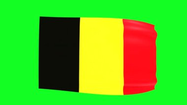 Waving flag of Belgium on green screen. 3D animation. 4K 