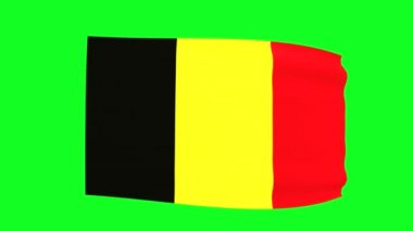 Waving flag of Belgium on green screen. 3D animation. 4K 