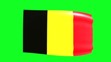 Waving flag of Belgium on green screen. 3D animation. 4K 