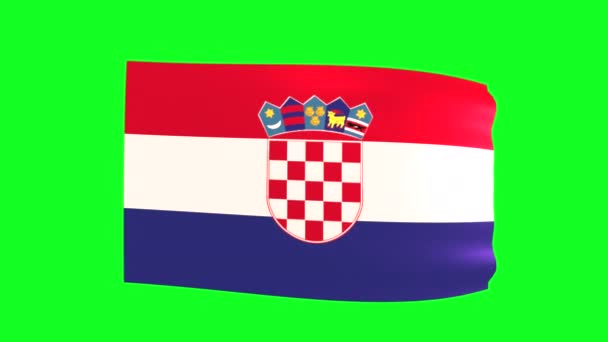 Waving Flag Croatia Green Screen Animation — Wideo stockowe