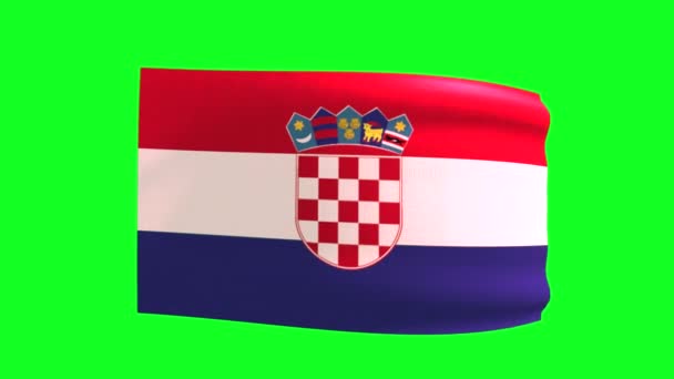 Waving Flag Croatia Green Screen Animation — Vídeo de Stock