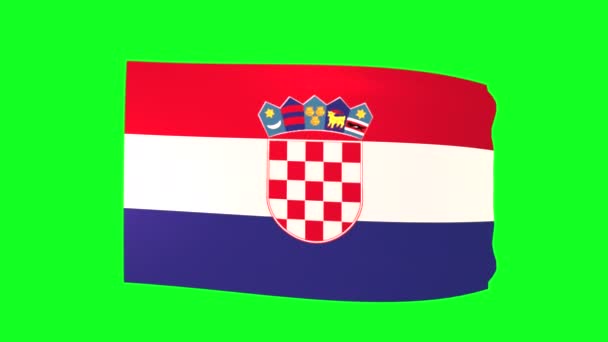 Waving Flag Croatia Green Screen Animation — Stockvideo