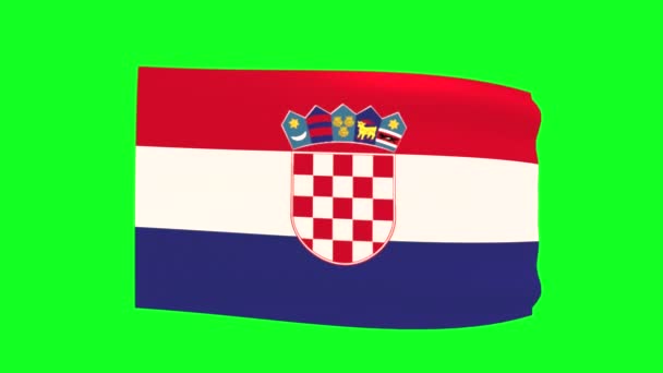 Waving Flag Croatia Green Screen Animation — Wideo stockowe