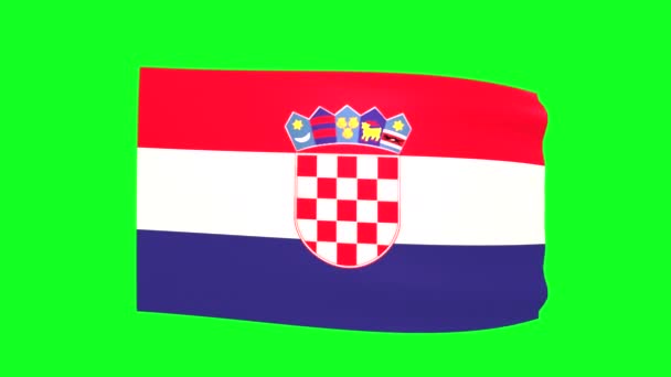 Waving Flag Croatia Green Screen Animation — Stock video