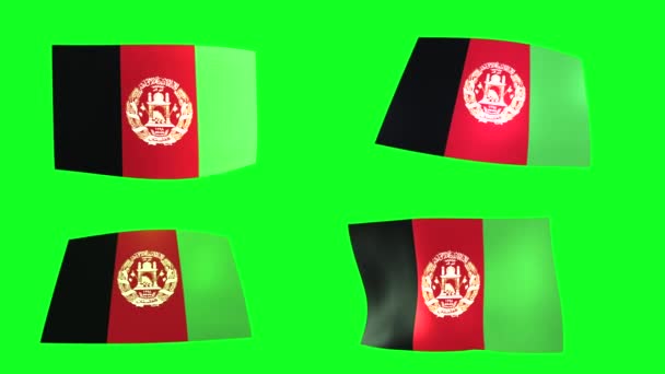 Set Waving Flag Afhanistan Green Screen Animation — Vídeos de Stock