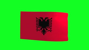 Waving flag of Albania on a green screen. 3D animation. 4K