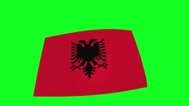 Waving flag of Albania on a green screen. 3D animation. 4K
