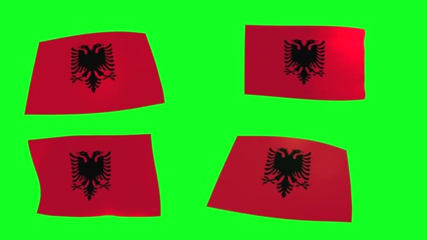Waving Flag Albania Green Screen Animation — Stockvideo