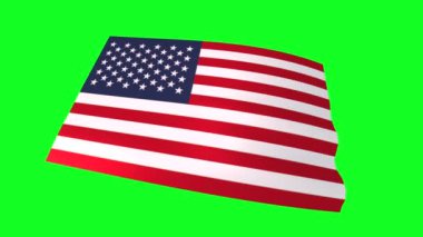 Waving United States of America on a green screen. 3D animation. 4K.