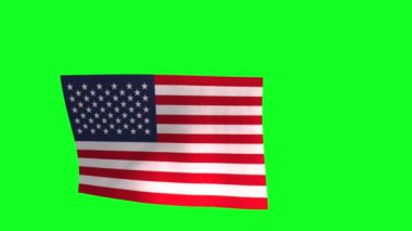 Waving United States of America on a green screen. 3D animation. 4K.
