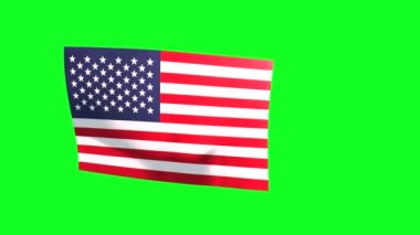 Waving United States of America on a green screen. 3D animation. 4K.