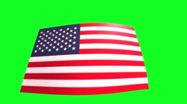 Waving United States of America on a green screen. 3D animation. 4K.