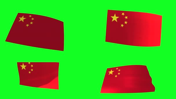 Waving China America Green Screen Animation — Wideo stockowe