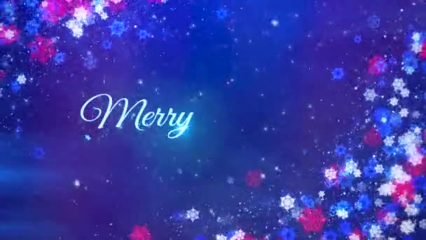 Hintergrund Sind Fallende Schneeflocken Und Frohe Weihnachten Schleifenanimation — Stockvideo