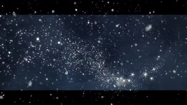 Hintergrund Sind Fallende Schneeflocken Und Frohe Weihnachten Schleifenanimation — Stockvideo