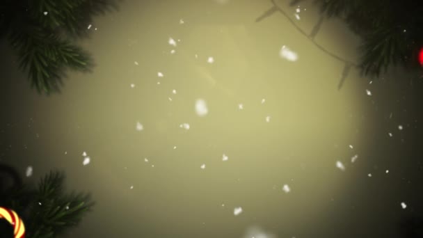 Kerst Achtergrond Met Kerstbomen Vallende Sneeuwvlokken — Stockvideo