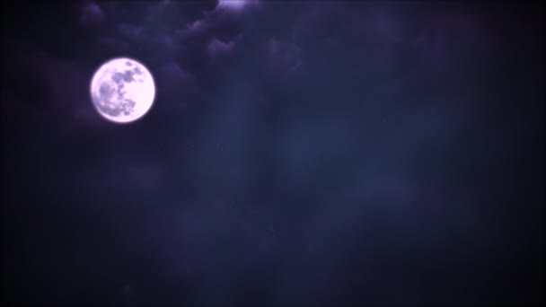 Passado Assustador Lua Cheia Brilhando Céu Nublado Noite — Vídeo de Stock