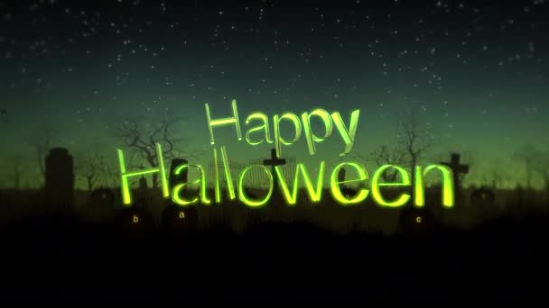 Halloween Animace Pozadí Motivu Halloween Písmo Pozadí Starého Opuštěného Hřbitova — Stock video