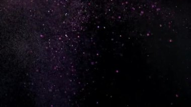 Parlayan parçacıkların ve kıvılcımların arka planı. Etkinlik, festival, sunum, müzik, şov, parti, ödül, moda, festival, kulüp ve sahne için sihirli arkaplan. 