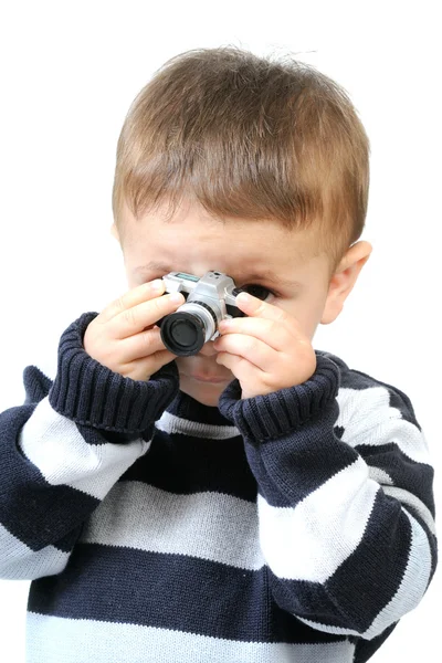 Small photographer focused on a scene — Stock Photo, Image