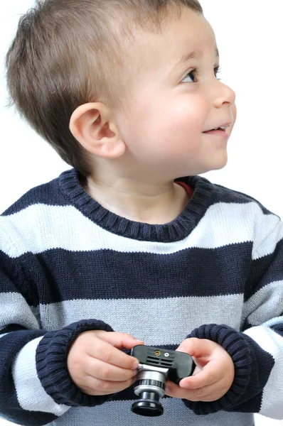 Small photographer focused on a scene — Stock Photo, Image