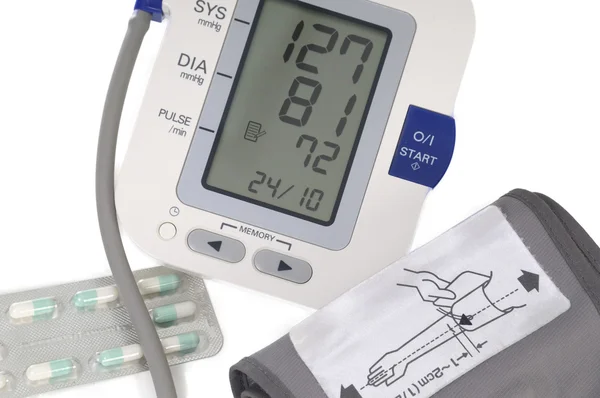Blood pressure monitor, isolated on white — Stock Photo, Image
