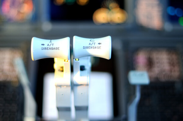 Commercial aircraft panel at night