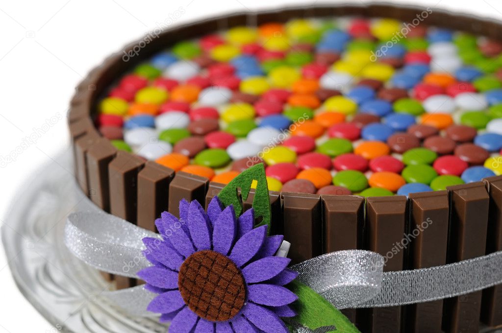 Colorful cake, selective focus