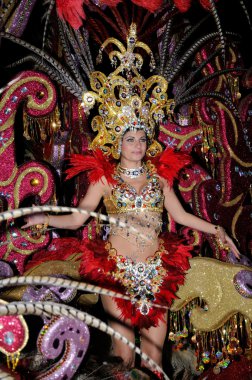 Tenerife, 28 Şubat: Karnaval sırasında t onlookers için dalgalar