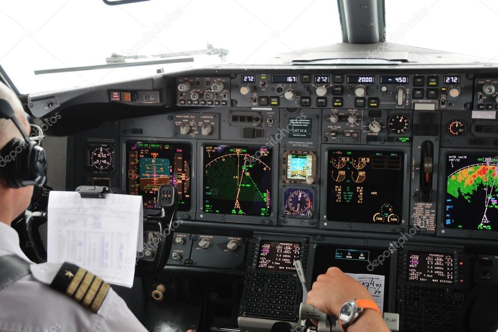 Commercial aircraft panel at night