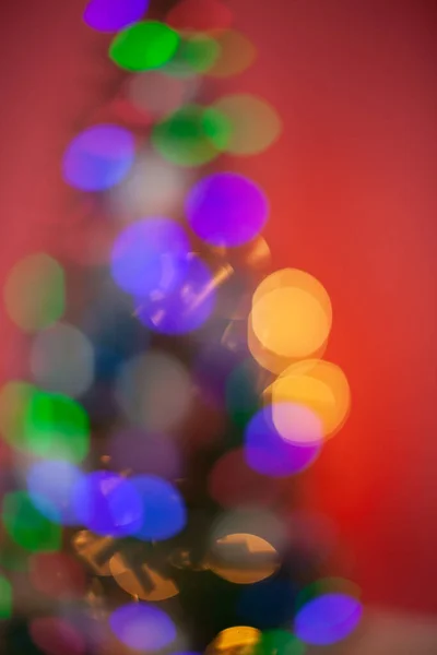 Weihnachten Verschwommenes Bokeh Der Weihnachtsbeleuchtung Weihnachtsbaum — Stockfoto