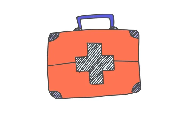 Doctor Suitcase Bright Cross Emblem Sketch Picture Image — Stock Photo, Image