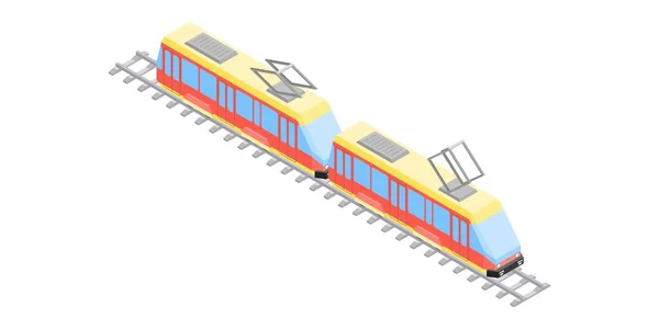 Two Car Tram City Transport Drawing Isometric Style Picture — Stock Photo, Image