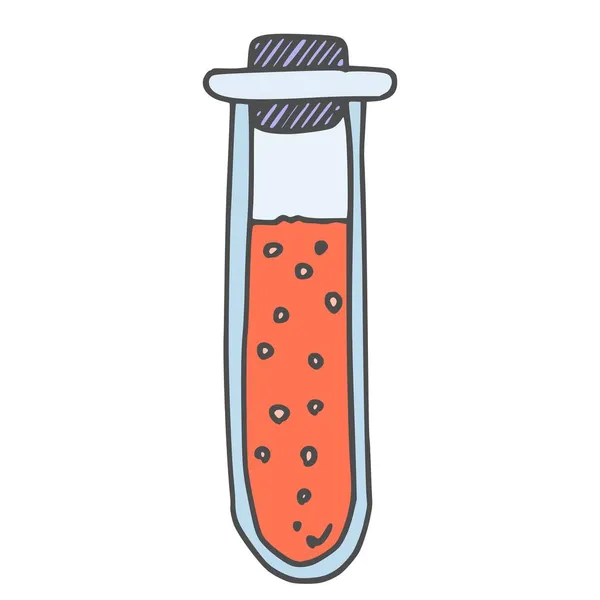 Test Tube Blood Simple Drawing Doodle Style Image Picture — Stock Photo, Image