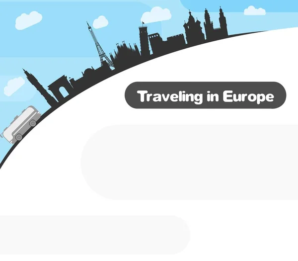 Viajar Por Europa Autobús Los Lugares Interés Imagen Estilo Plano —  Fotos de Stock