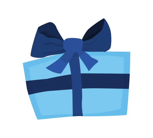 Blaues Geschenk Mit Schleife Geschenk Für Den Urlaub Illustration Flachen — Stockvektor