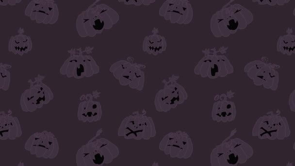 Fondo Halloween Púrpura Con Calabazas Mal Animación Fondo Oscuro Estilo — Vídeos de Stock