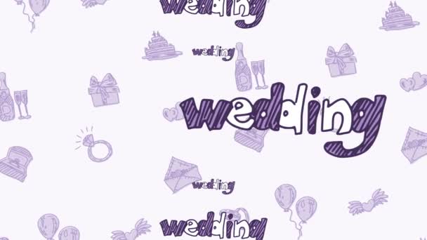 Hochzeitskritzelillustrationen Für Den Urlaub Von Verliebten Licht Hintergrund Animation Video — Stockvideo