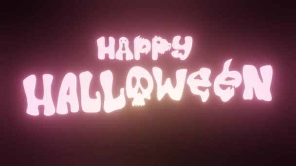 Felice Sfondo Halloween Con Teschio Fumetto Incandescente Neon Video Animazione — Video Stock