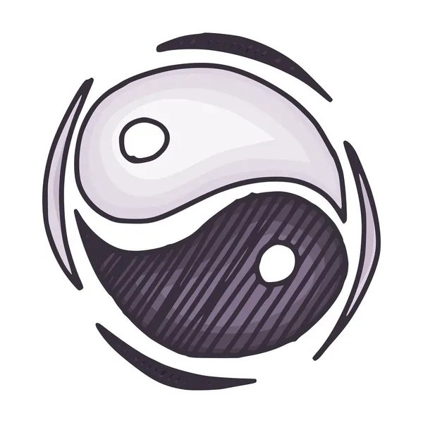 Yin Yang Eenvoudige Tekening Symbool Teken Doodle Schets Vector Afbeelding — Stockvector