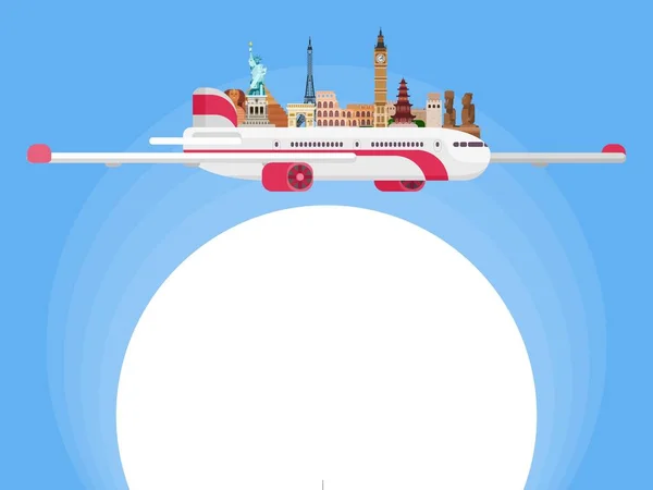 Passagers Avion Voyagent Dans Monde Entier Pour Présentation Image Vectorielle — Image vectorielle