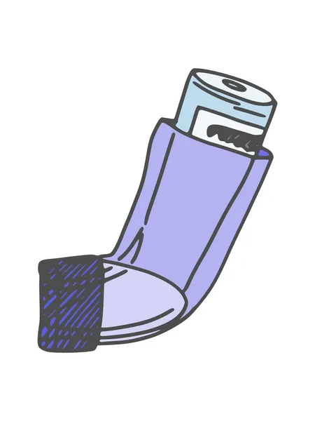 哮喘吸入器简单画图 涂鸦草图矢量图像 — 图库矢量图片