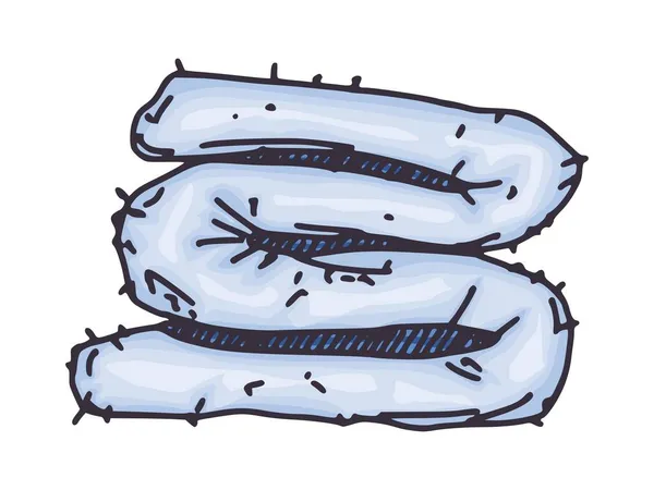 折り畳まれた青いスパタオル スケッチ ドードルベクトルの画像 — ストックベクタ