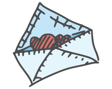 İçinde sevgililer günü çizimleri olan bir zarf. resim karalama çizimi çizimi