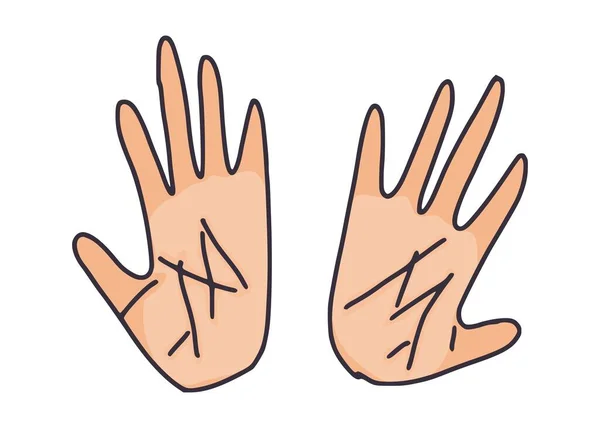 Menschliche Hände Handfläche Einfache Zeichnung Bild Skizze Doodle Stock Image — Stockfoto