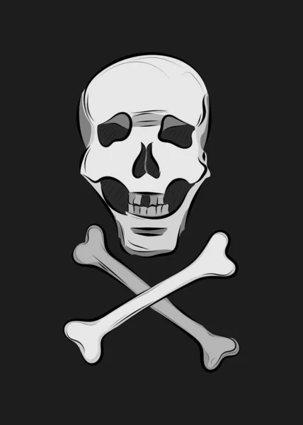 Human Skull Bones Black Background Doodle Sketch Picture Image — Stock Photo, Image