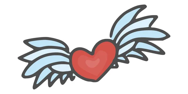 Heart Wings Simple Drawing Holiday Picture Doodle Sketch Illustration — Stock Photo, Image