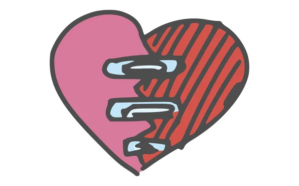Coração Dilacerado Nas Férias Amantes Com Bandaid Desenho Ilustração Imagem — Fotografia de Stock