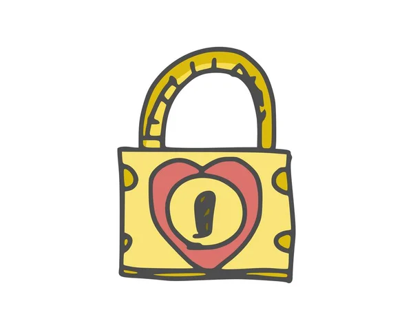 Fechadura Porta Dourado Antigo Desenho Simples Ilustração Doodle Imagem — Fotografia de Stock